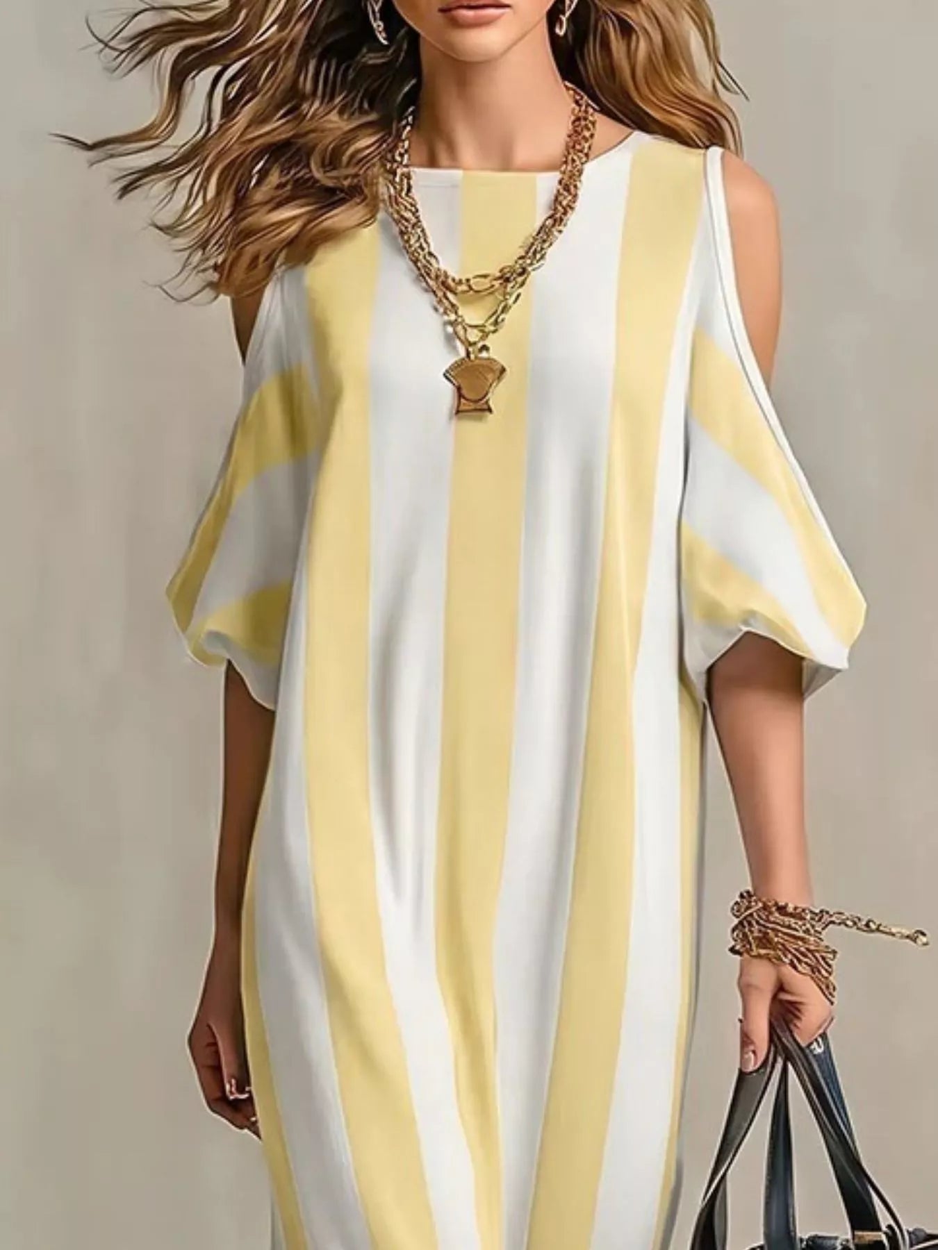 Isadora Striped Cold Shoulder Maxi Dress