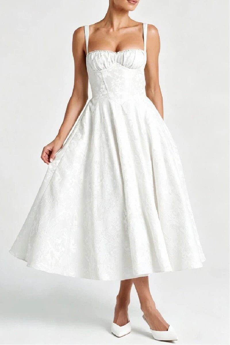 Arabella Jacquard Satin A-Line Dress