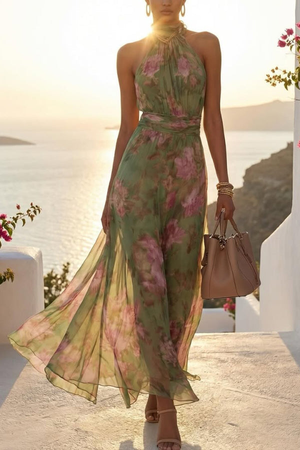 Isadora Floral Halter Maxi Dress