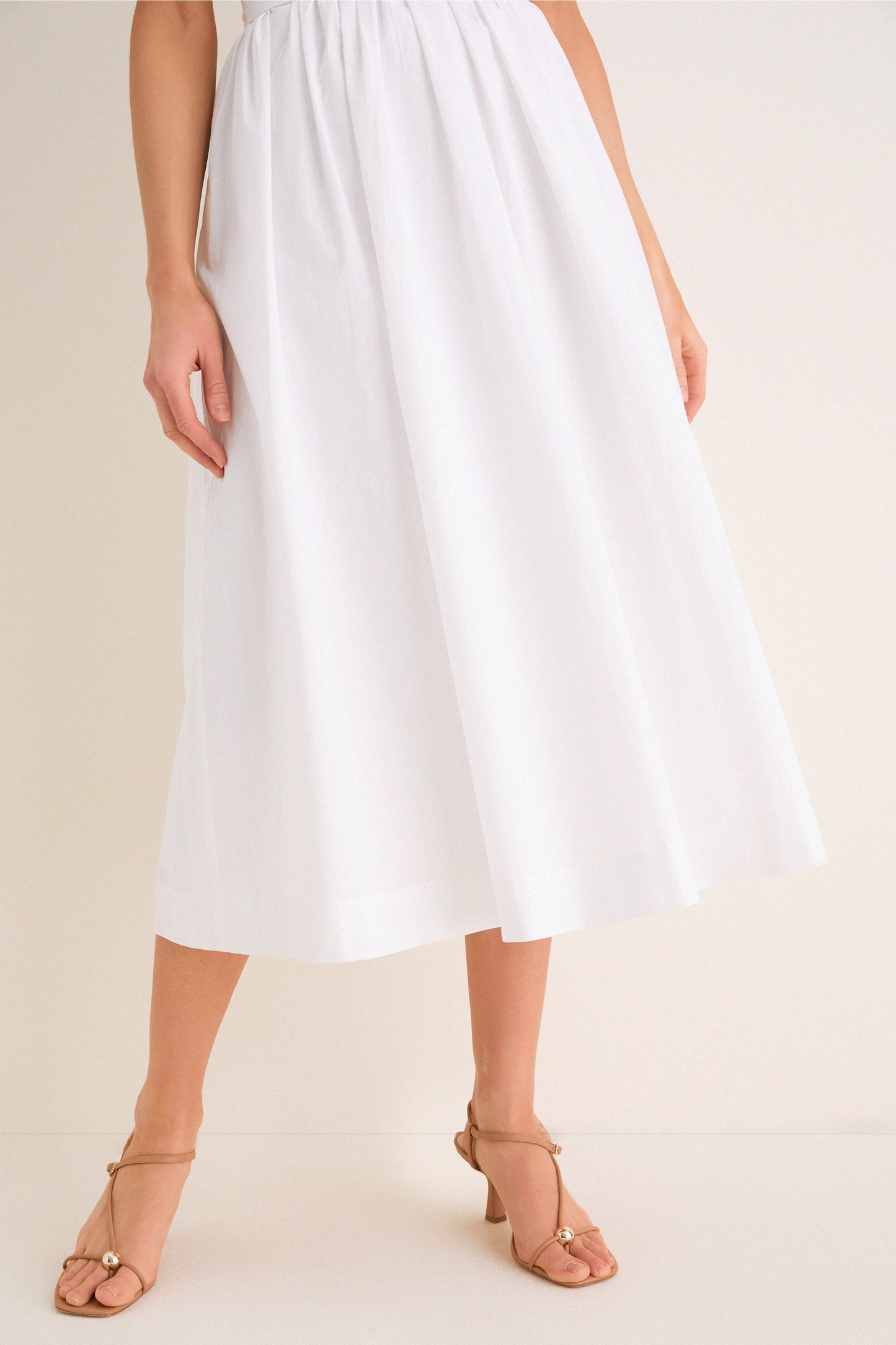 Marilyn Lace-Up Midi Dress in Ivory