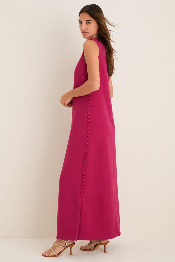Camille Crepe Maxi Dress in Raspberry