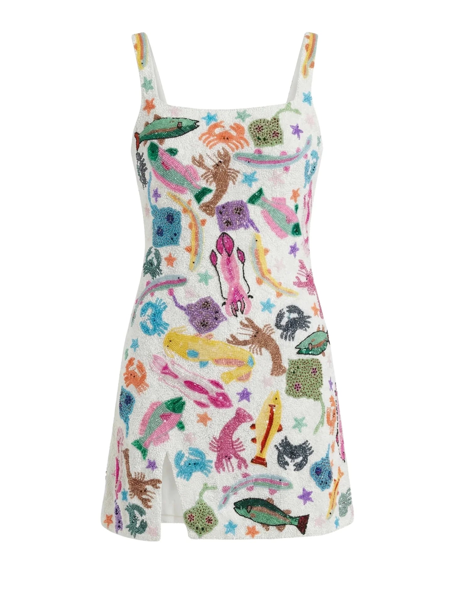 Arizona Beaded Mini Dress in White