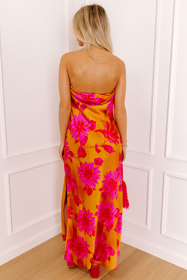 Valentina Satin Floral Maxi Dress