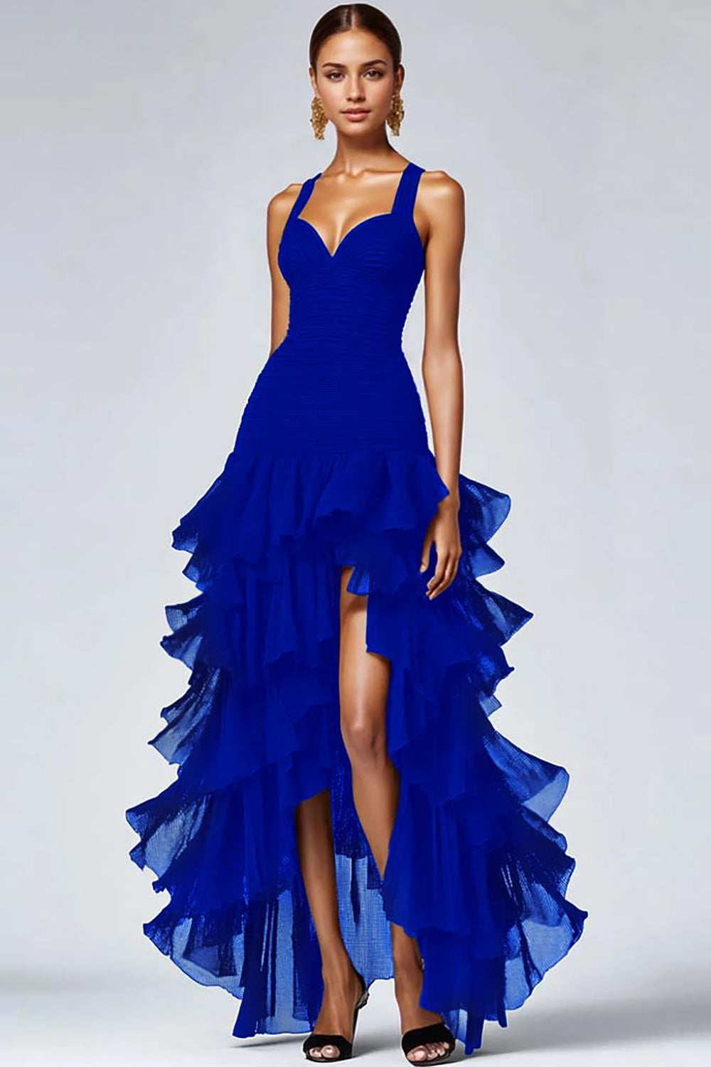 Valentina Ruffled Organza High-Low Dress