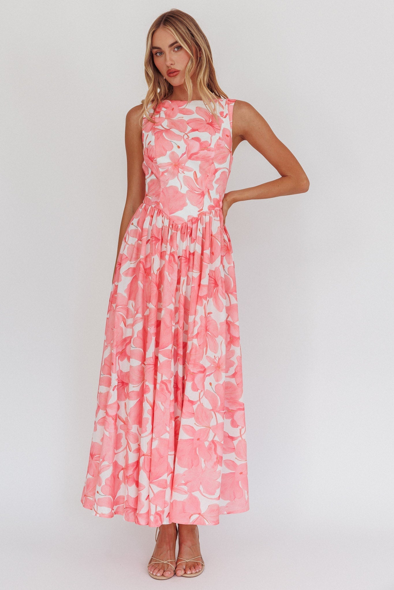 Valentina Low-Back Floral Maxi Dress