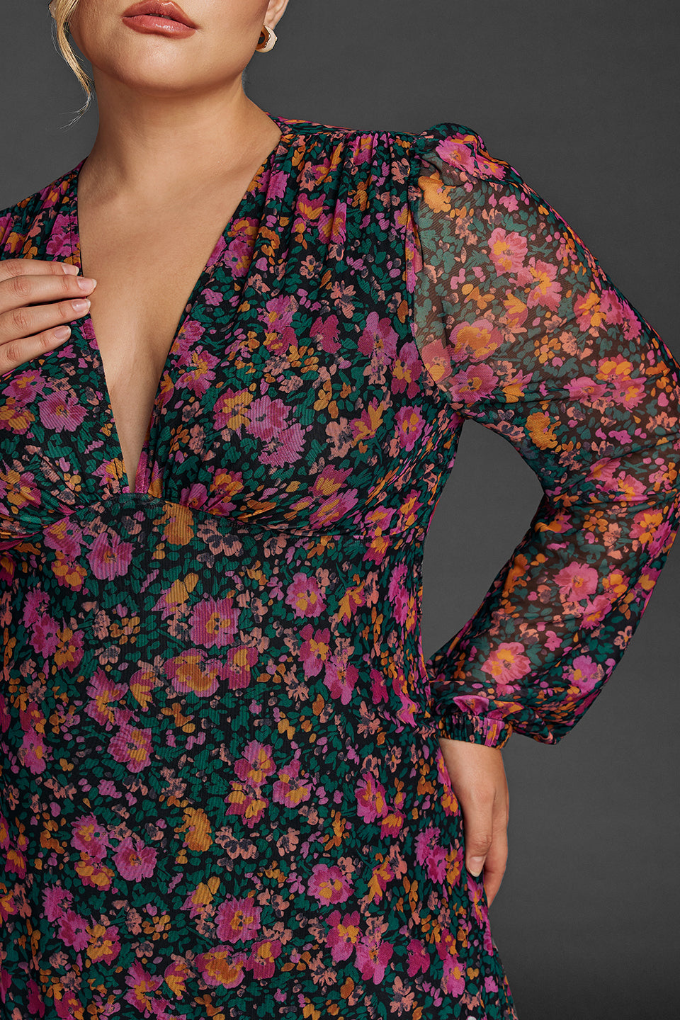 Isabelle Floral Lantern Sleeve Maxi Dress