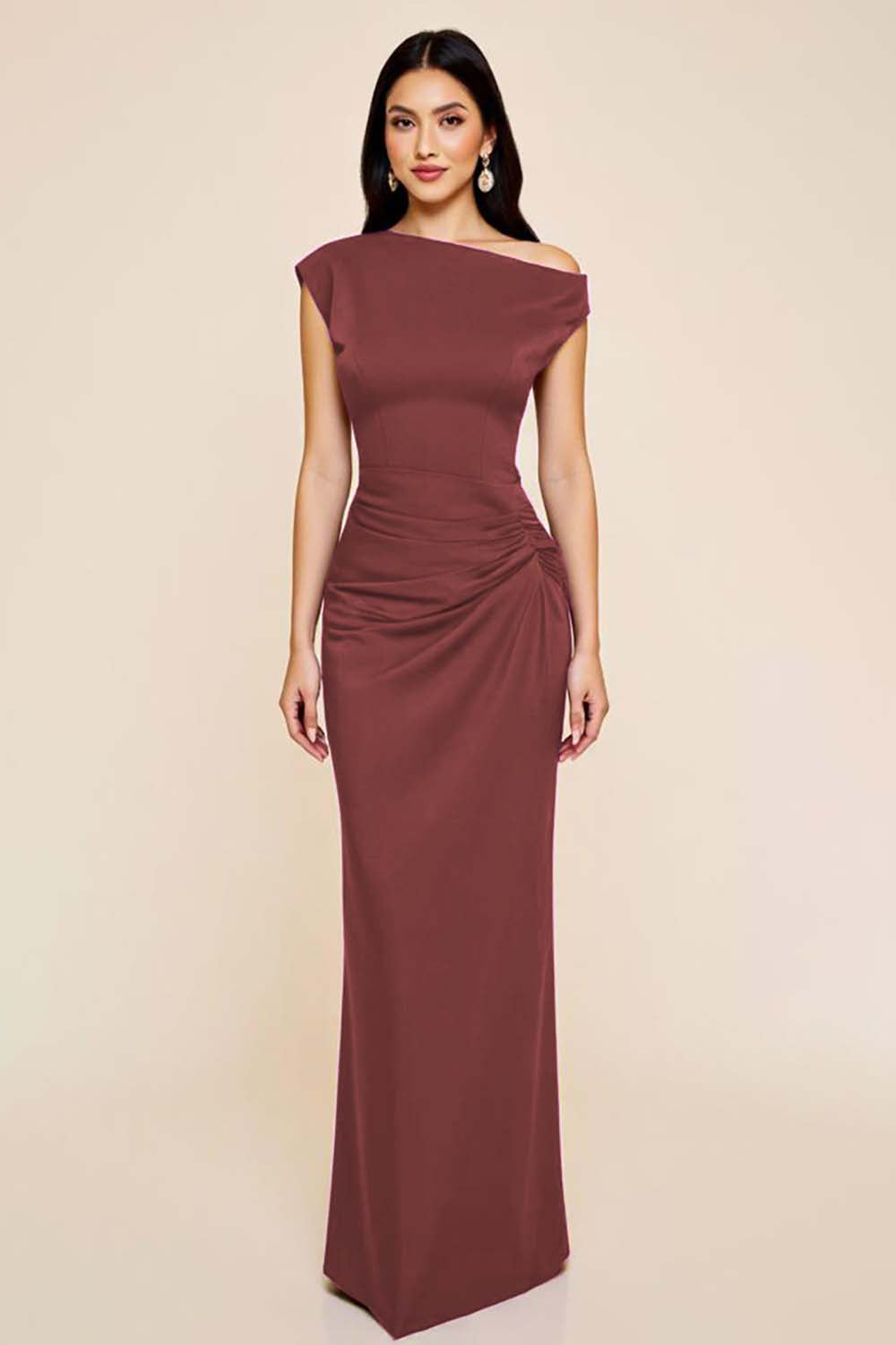 Vivienne Satin Ruched Formal Dress