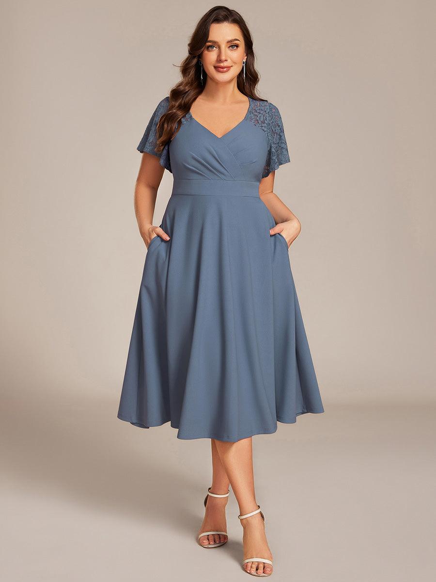 Evie A-Line Midi Dress in Denim Blue