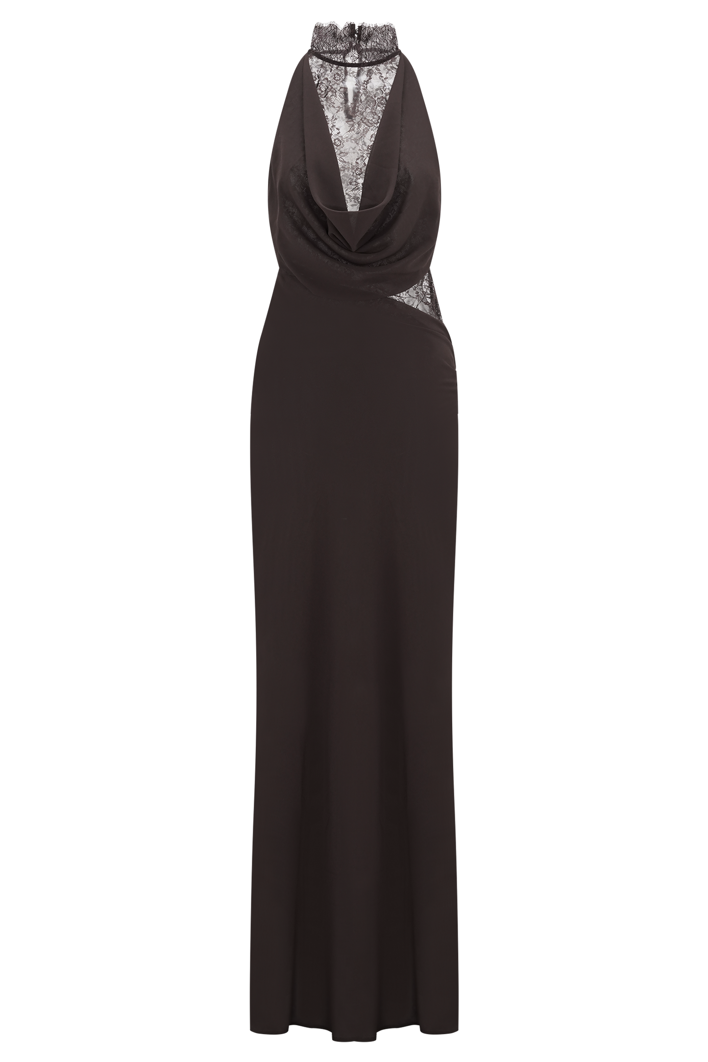 Arra Chiffon & Lace Halter Maxi Dress in Plum