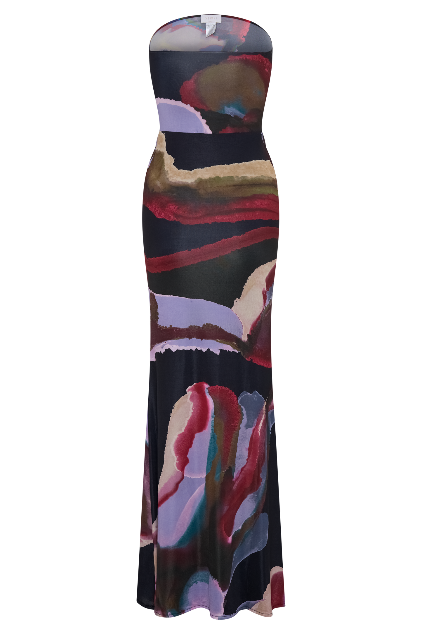 Madison Slinky Strapless Maxi Dress in Chocolate