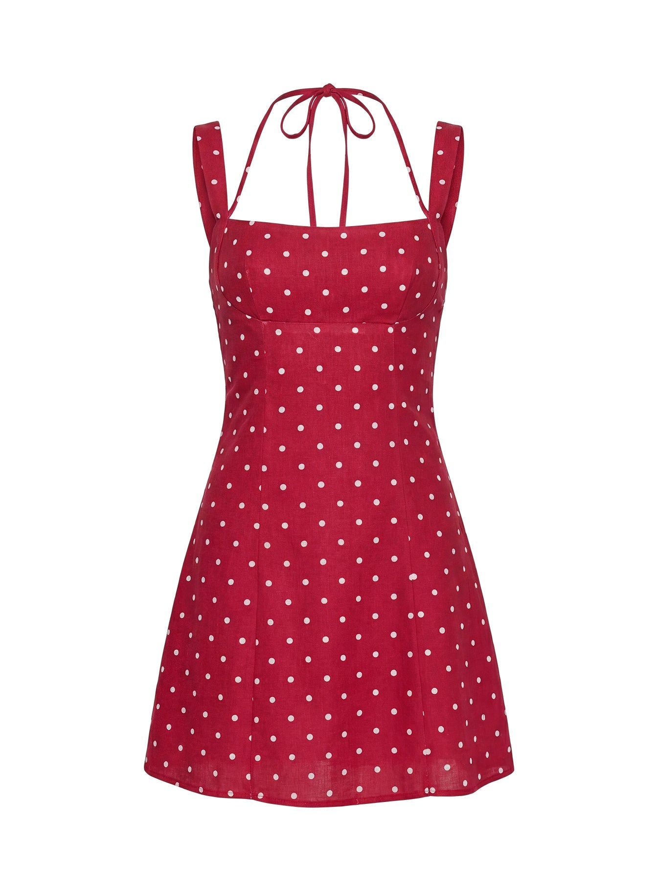 Kourtnae Halter Mini Dress in Red Polka Dot