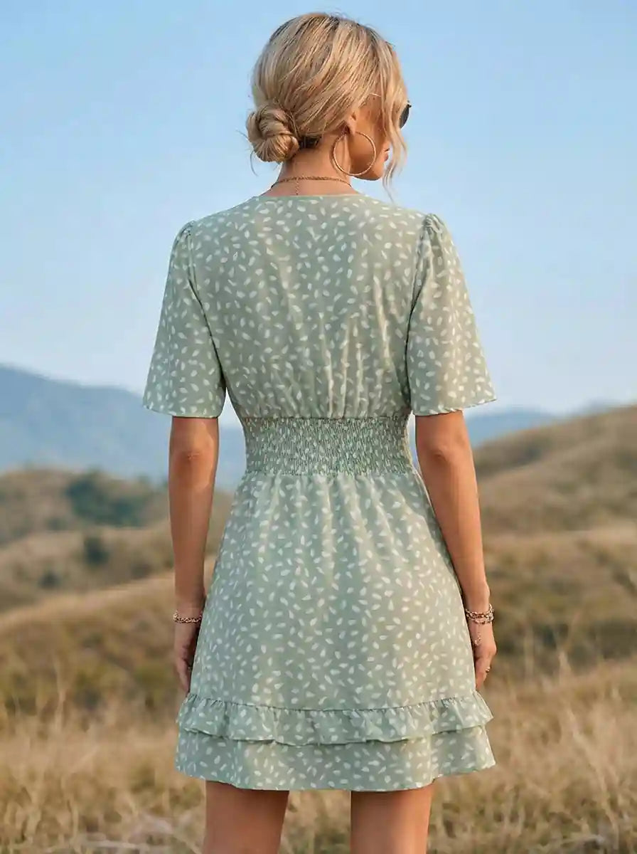 Margot Linen Mini Dress in Sage