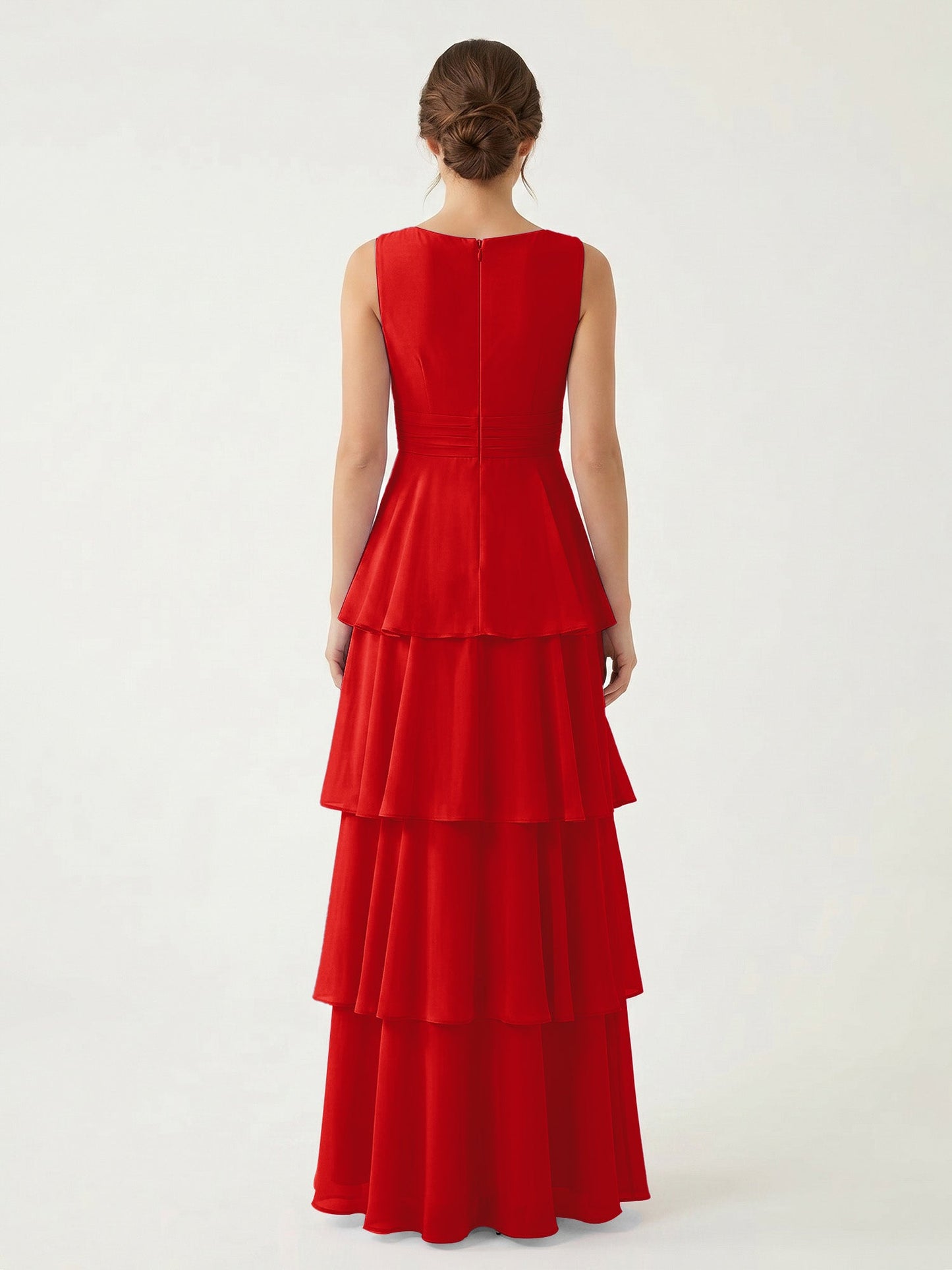 Isabelle Chiffon A-Line Dress in Rust