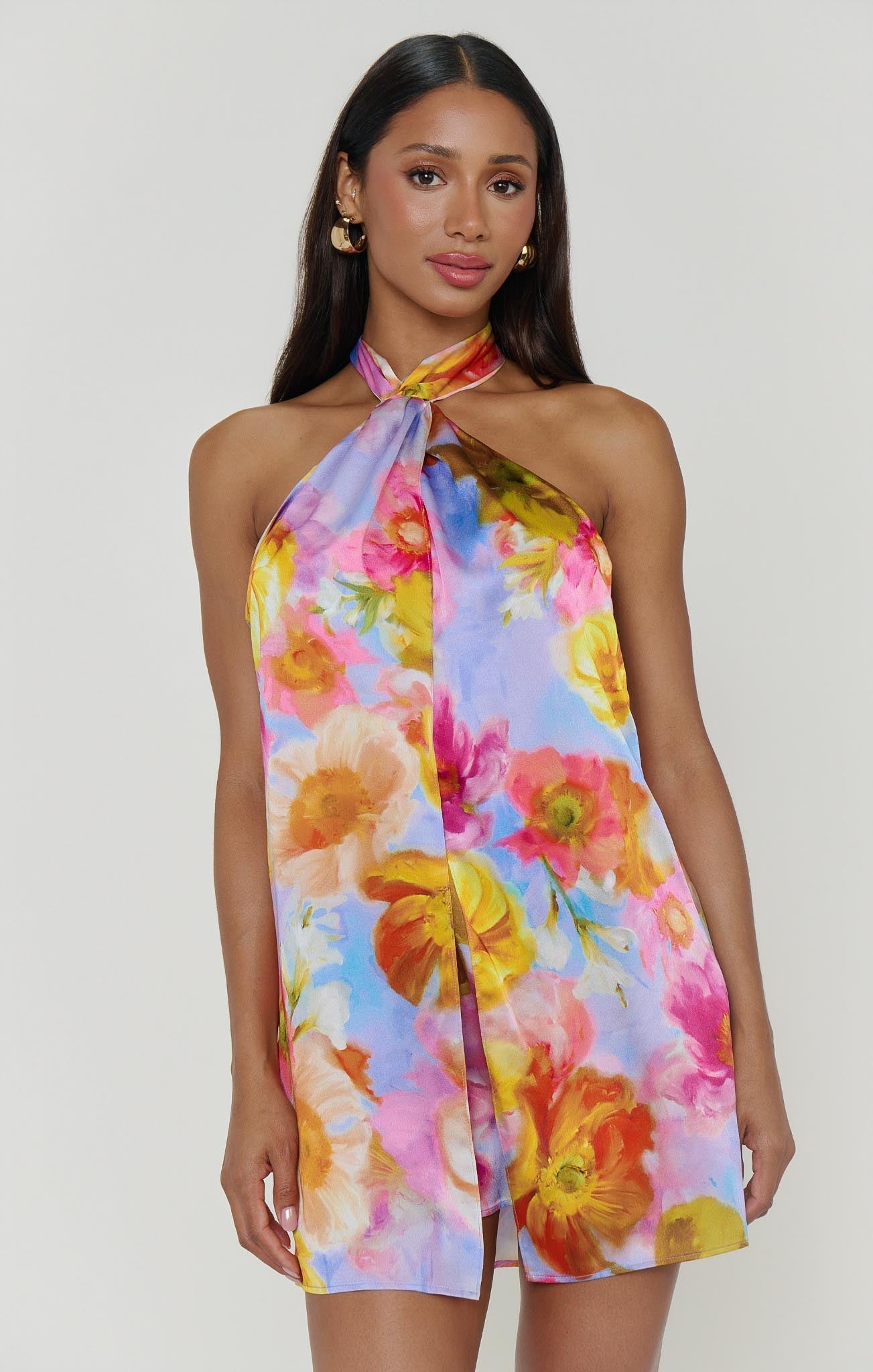 Margot Twist Mini Dress in Brushed Blooms