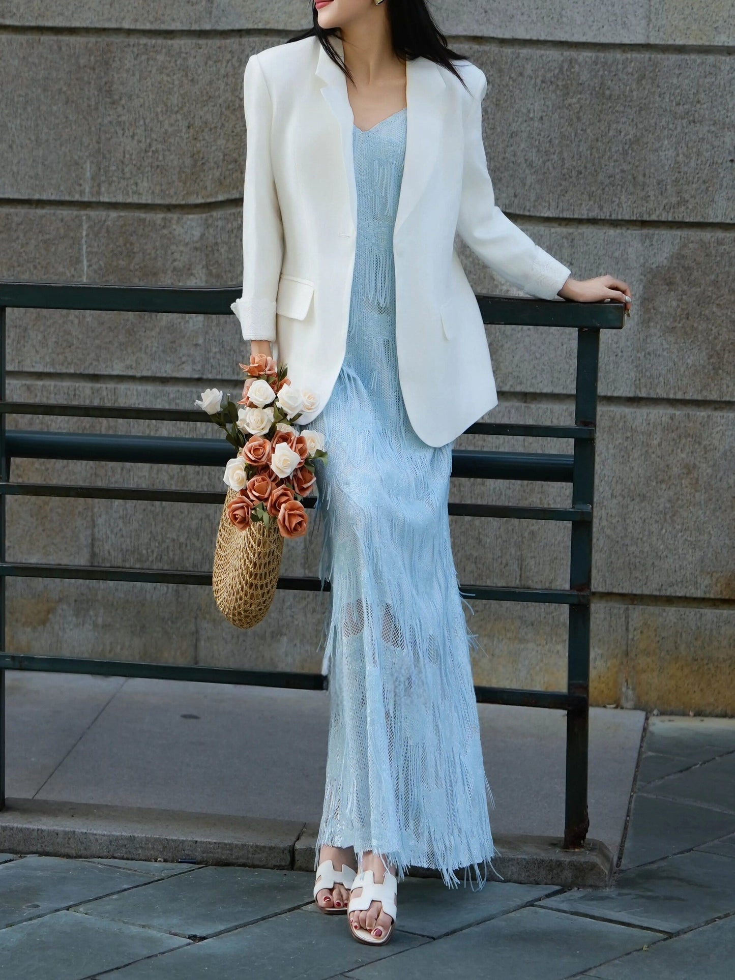 Celeste French Fringe Slip Maxi Dress