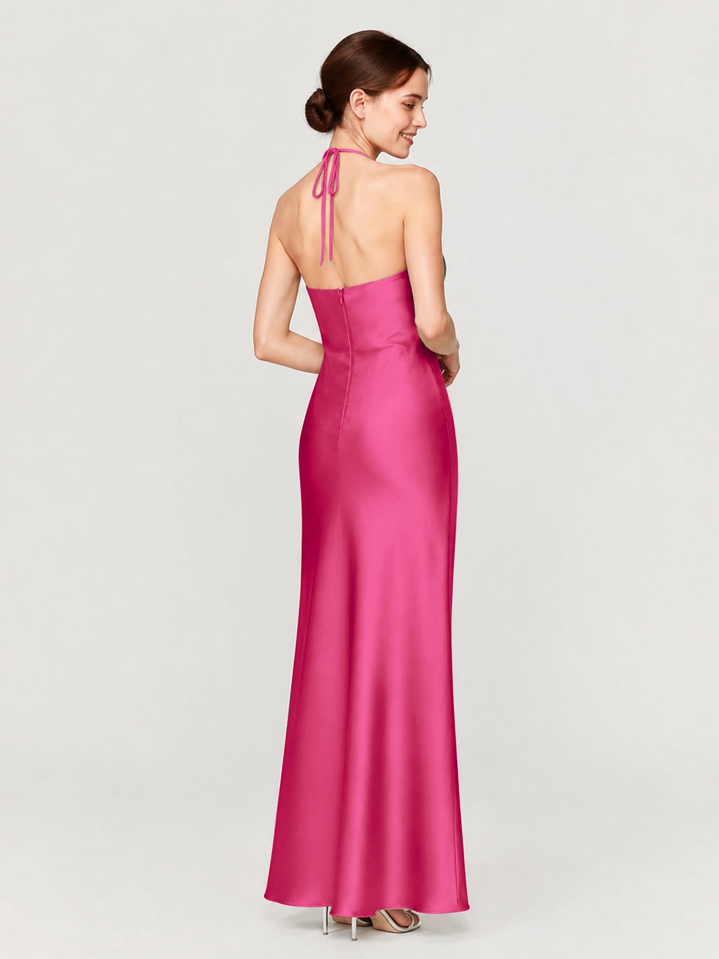 Margot Acetate Satin Halter Dress