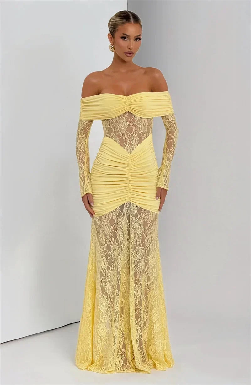 Celestine Sheer Strapless Maxi Dress