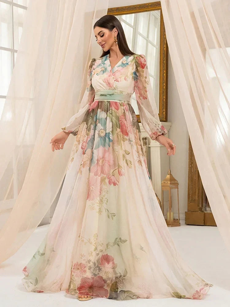 Margot Floral Linen Maxi Dress