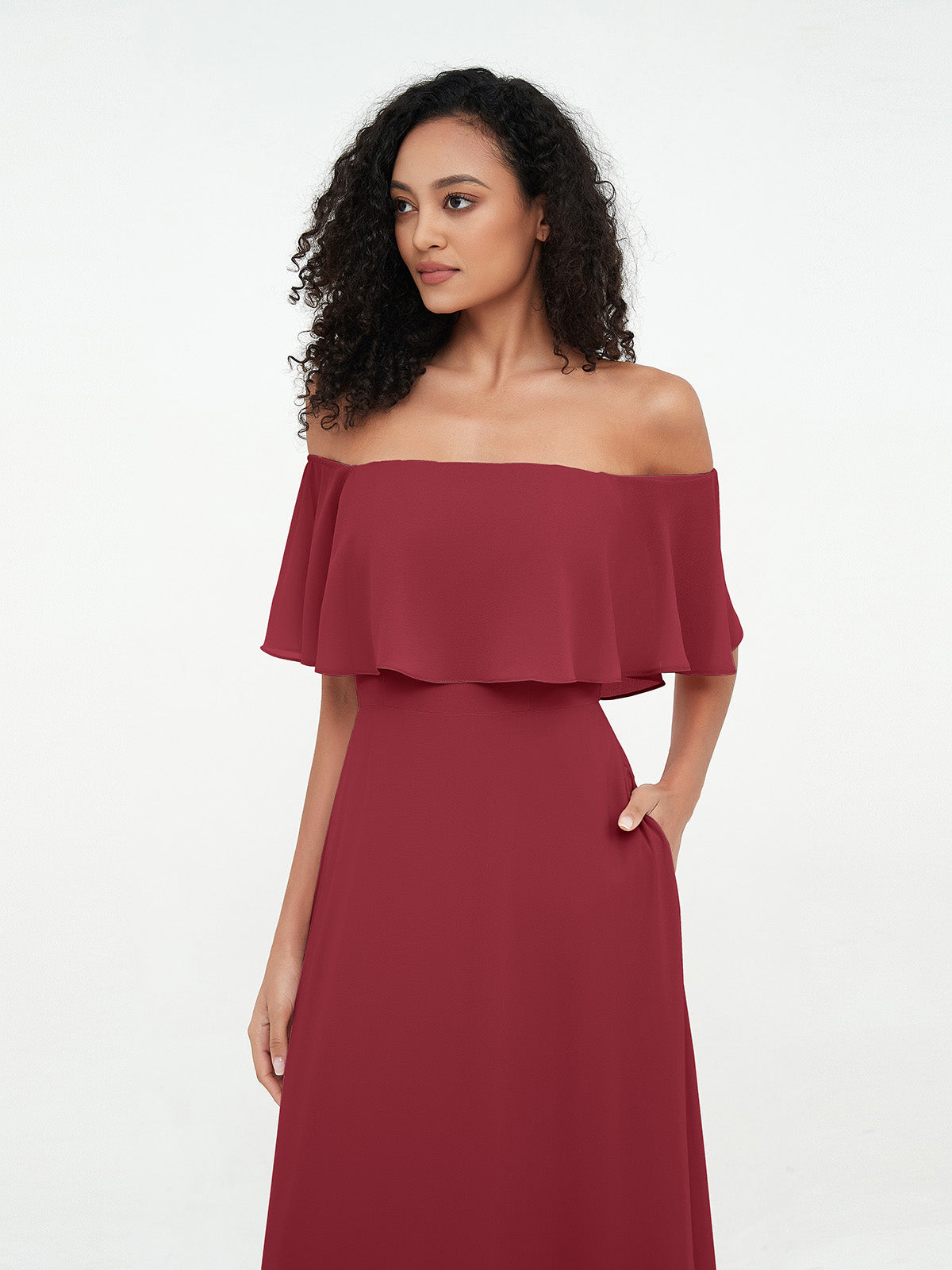 Azalea Chiffon Off-Shoulder Gown