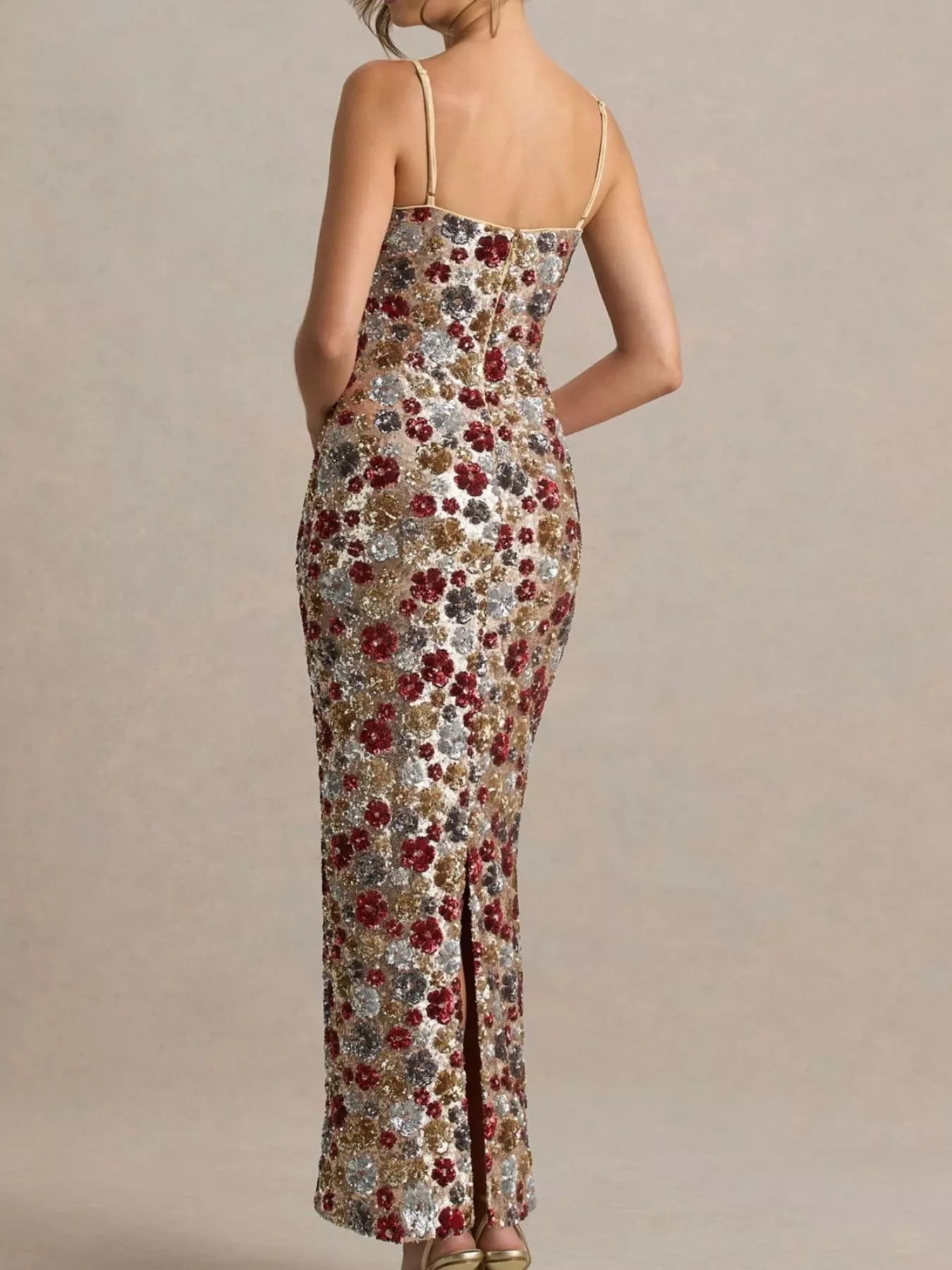 Valentina Sequin Floral Maxi Dress