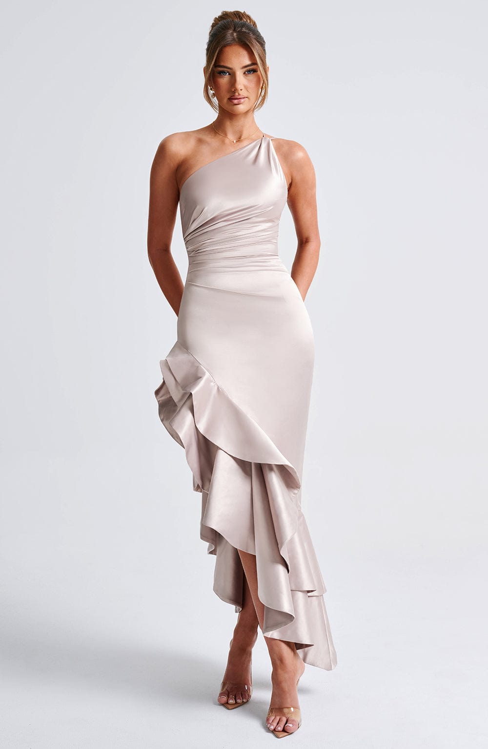 Esmeraya Silk Maxi Dress in Blush