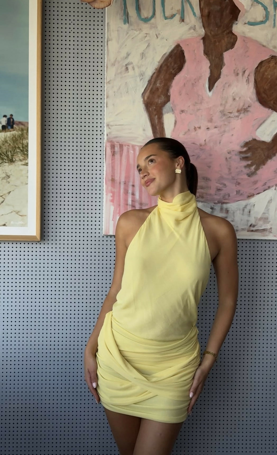 Maisie Linen Mini Dress in Butter Yellow