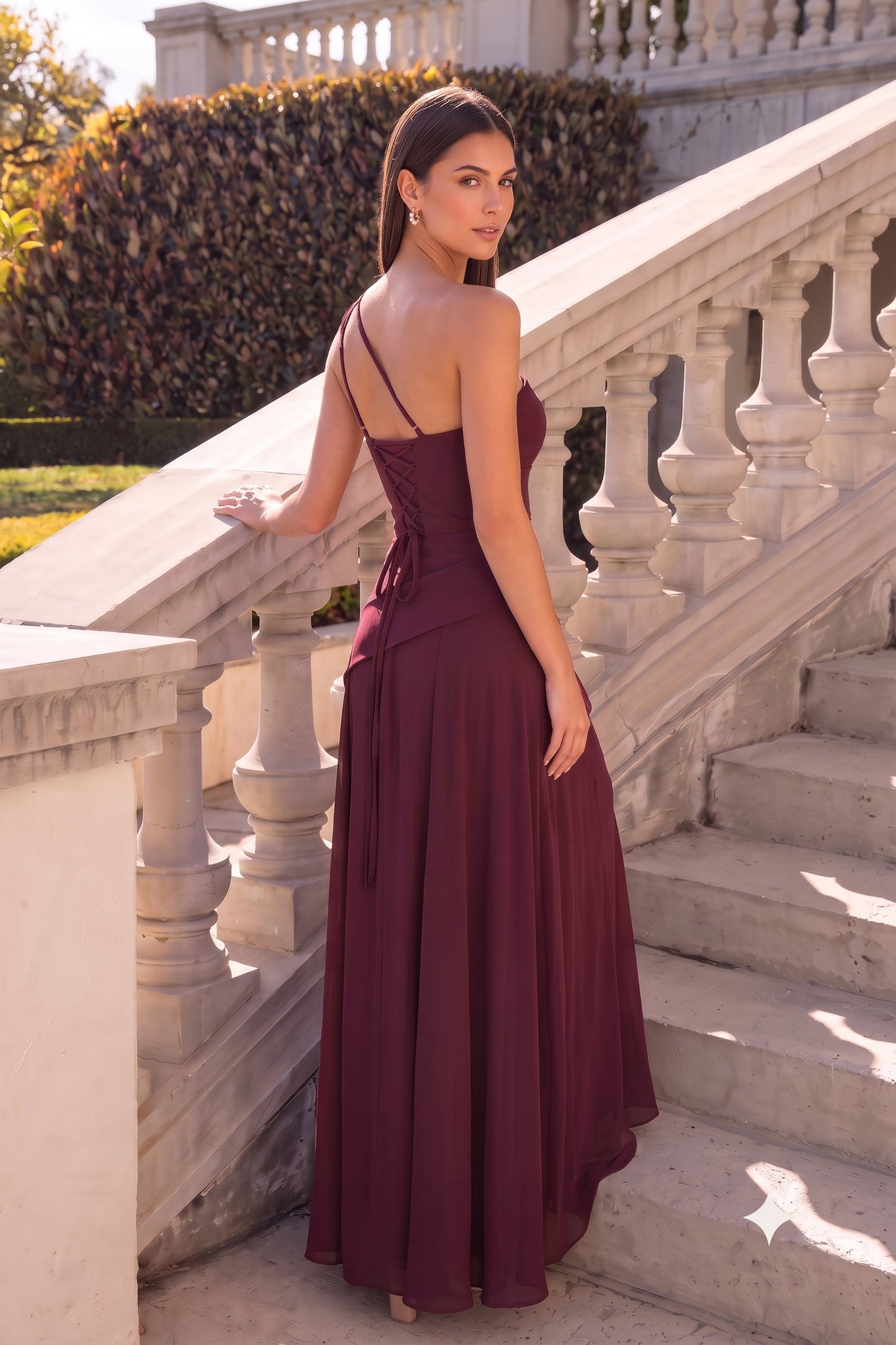 Arabella One-Shoulder Chiffon Dress