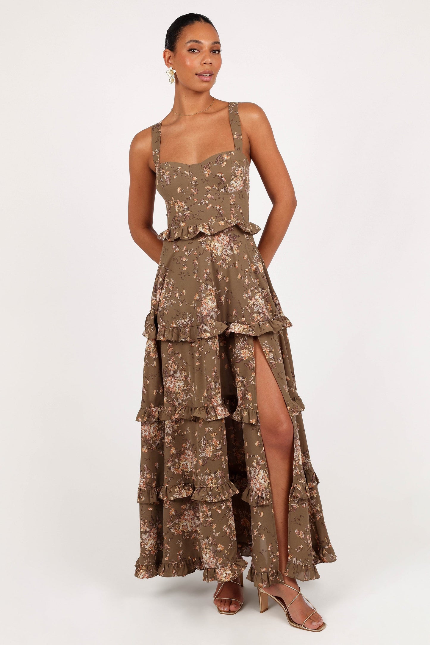 Lillee Tiered Maxi Dress in Lavender Floral