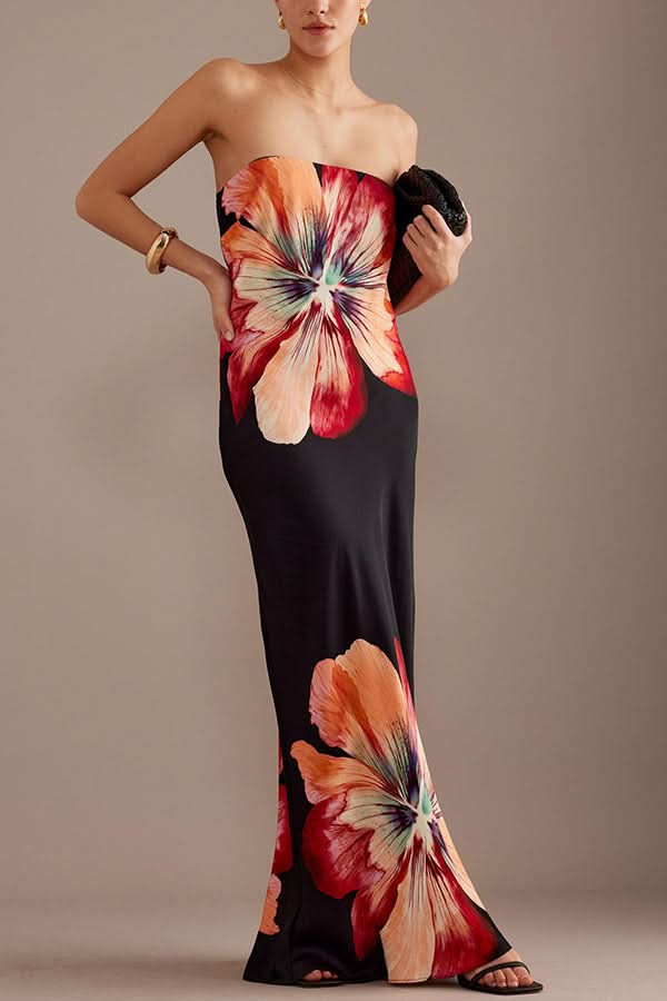 Becky Satin Floral Maxi Dress