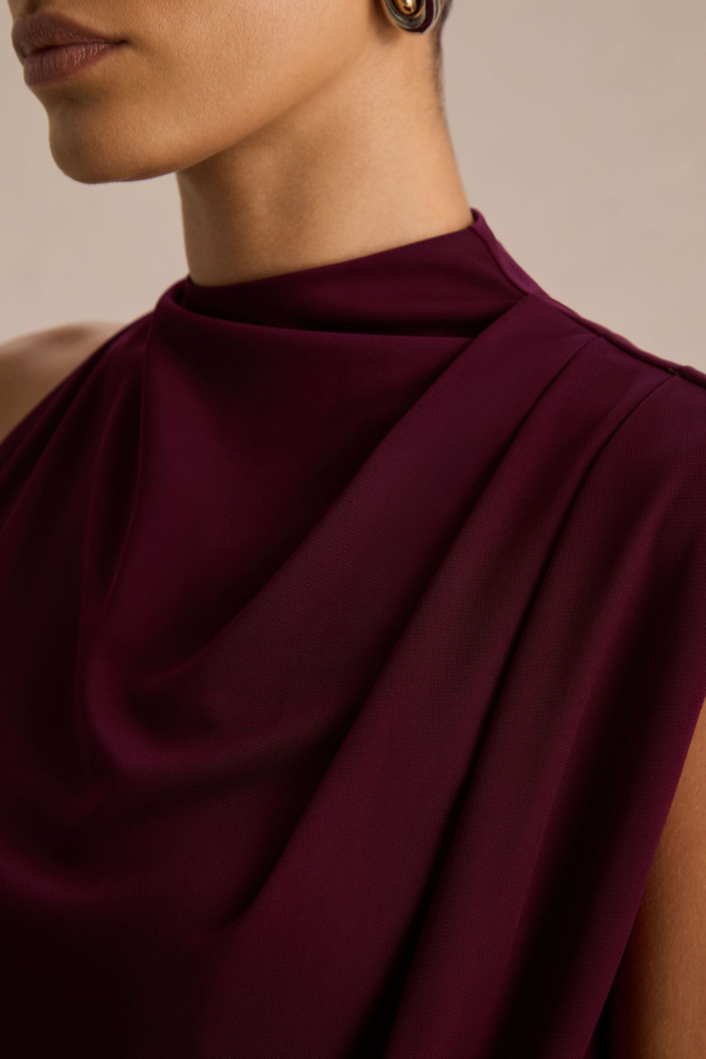 Umaira Burgundy High-Neck Maxi Dress