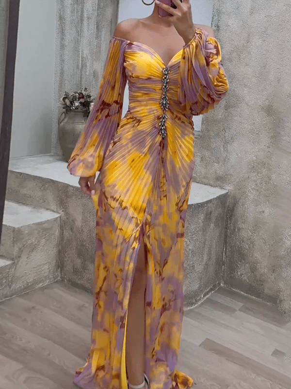 Saffron Off Shoulder Maxi Dress