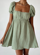 Valentina Silk Mini Dress in Sage