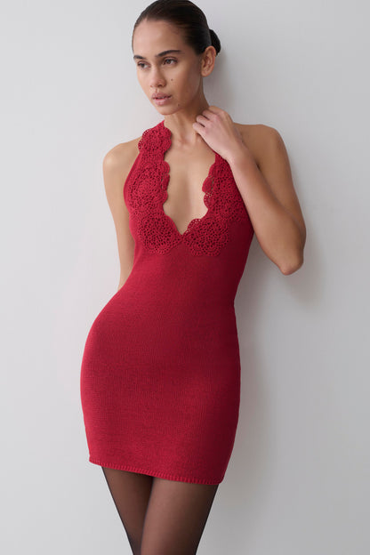 Bodhi Crochet Halter Mini Dress