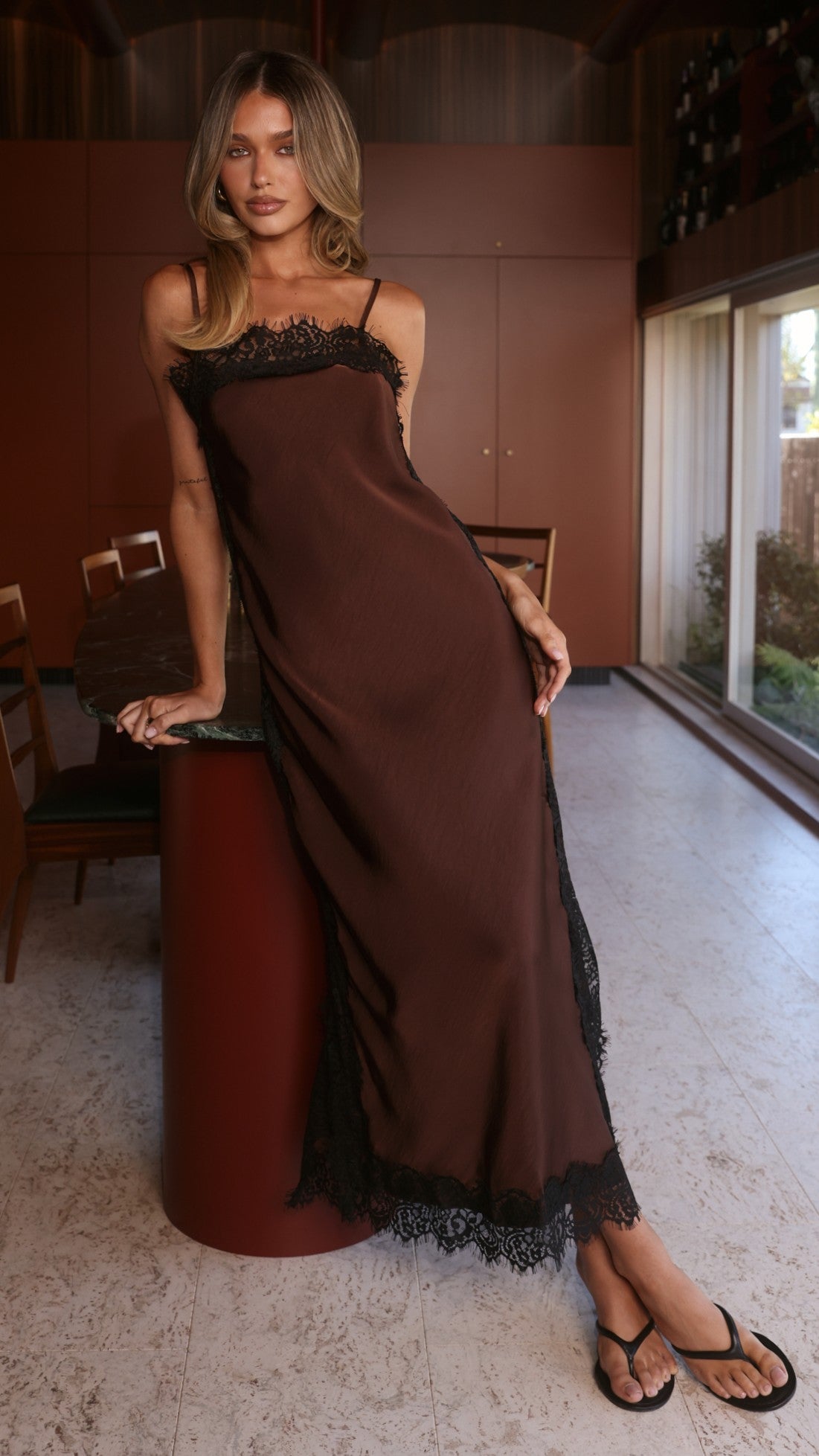 Naliah Chocolate Maxi Dress