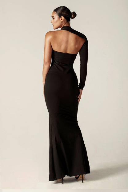 Liliana One-Shoulder Maxi Dress in Black