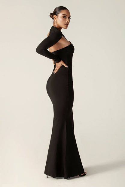 Liliana One-Shoulder Maxi Dress in Black