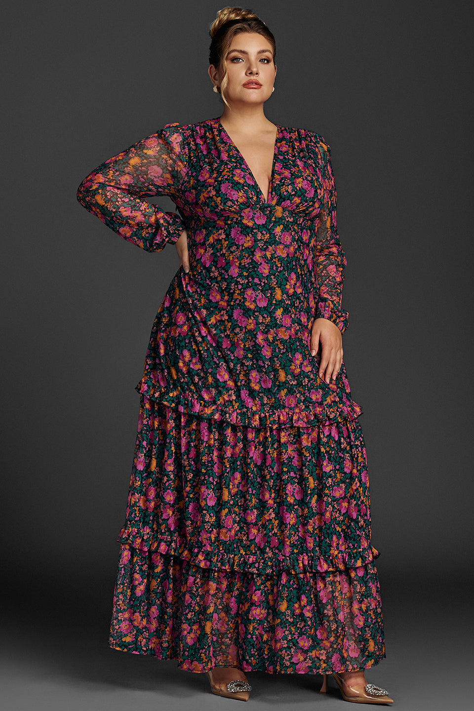 Isabelle Floral Lantern Sleeve Maxi Dress