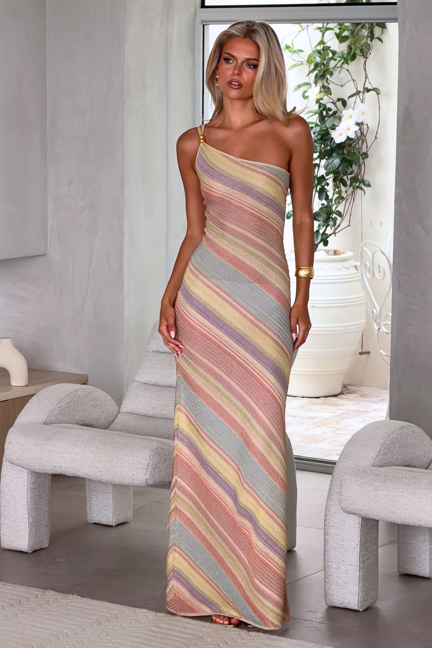 Milan Striped Knit Maxi Dress