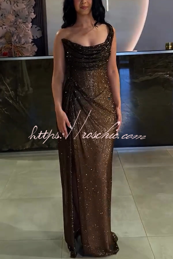 Vivienne Glitter One-Shoulder Maxi Dress