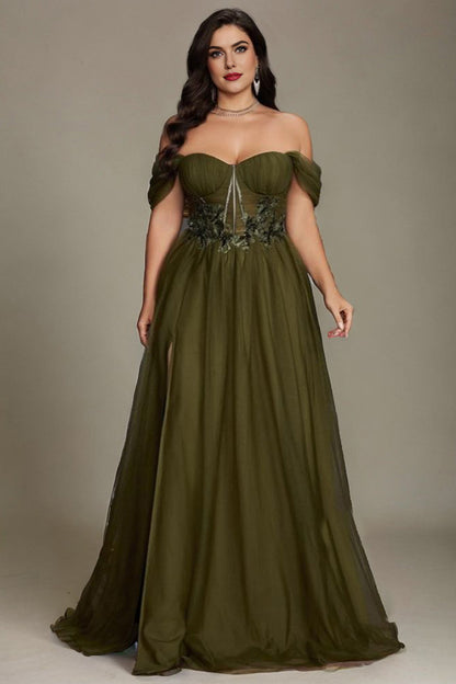 Valentina Off-Shoulder Maxi Dress in Sage