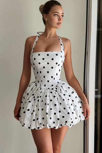 Margot Polka Dot Halter Mini Dress