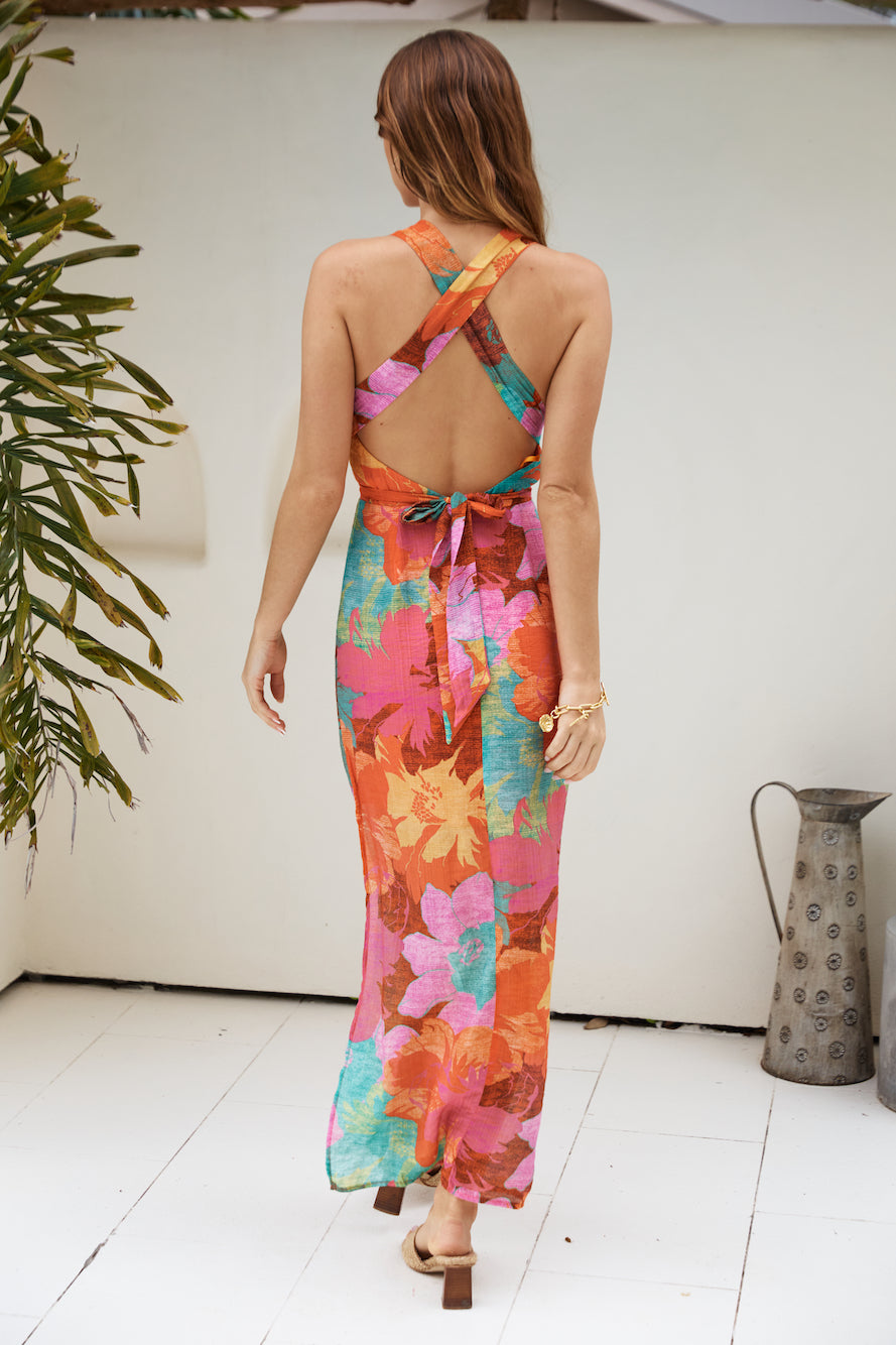 Arabella Halter Maxi Dress in Blush