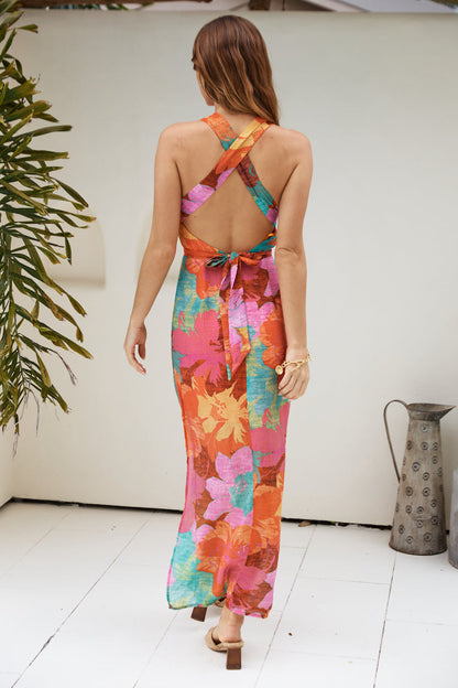 Arabella Halter Maxi Dress in Blush