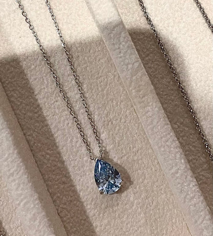 Ice Blue D Teardrop Necklace