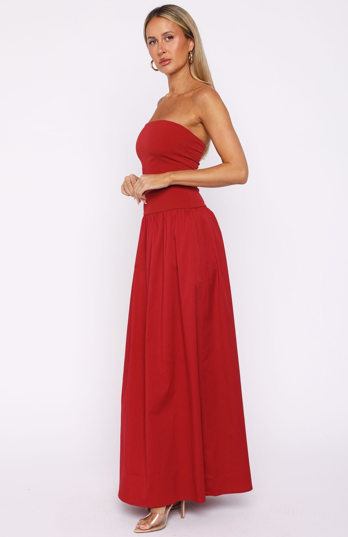 Valentina Silk Maxi Dress in Burgundy