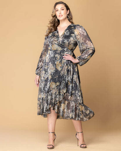 Celestine Metallic High-Low Cocktail Dress