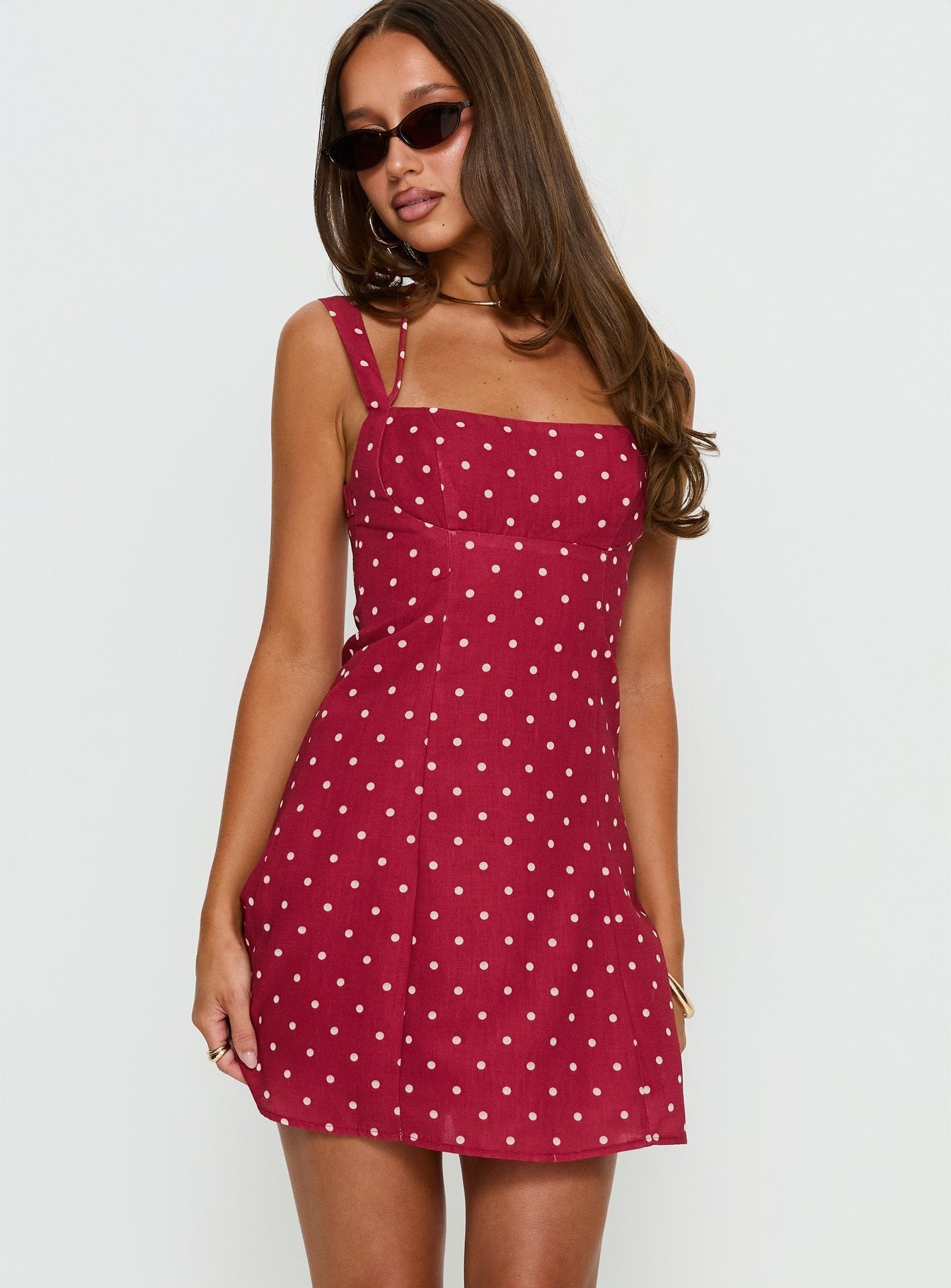 Kourtnae Halter Mini Dress in Red Polka Dot