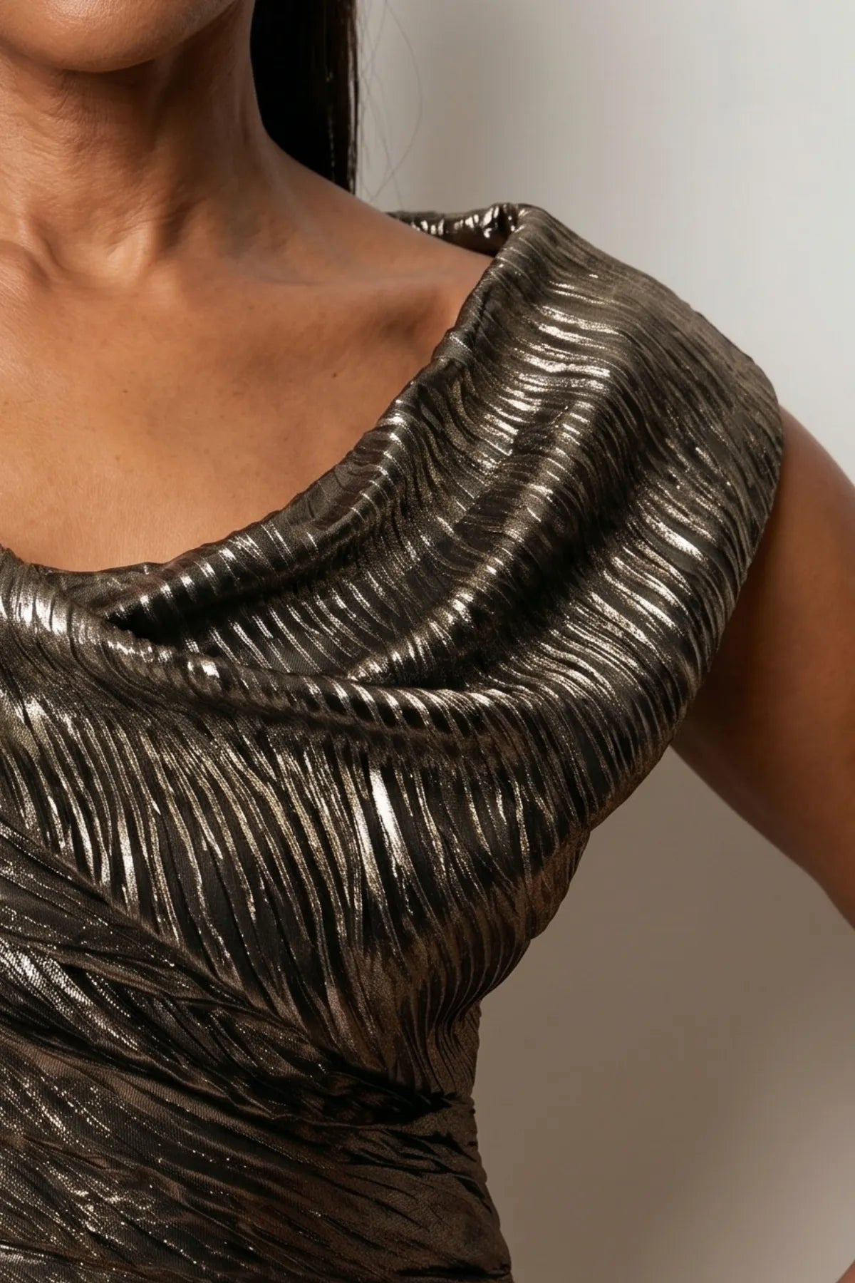 Laura Metallic Cocktail Dress in Gold
