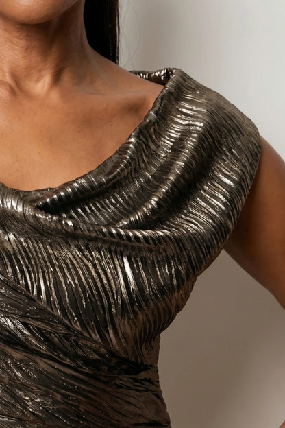 Laura Metallic Cocktail Dress in Gold