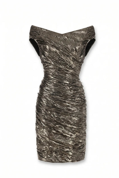 Laura Metallic Cocktail Dress in Gold